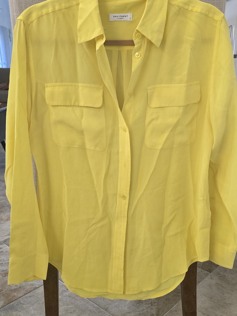 Equipment Bright Yellow Silk Button-Down Shirt